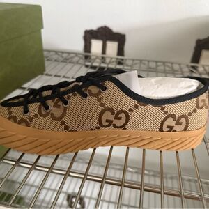 GG Monogram Sneakers with Black Laces size fits 9.5 women’s